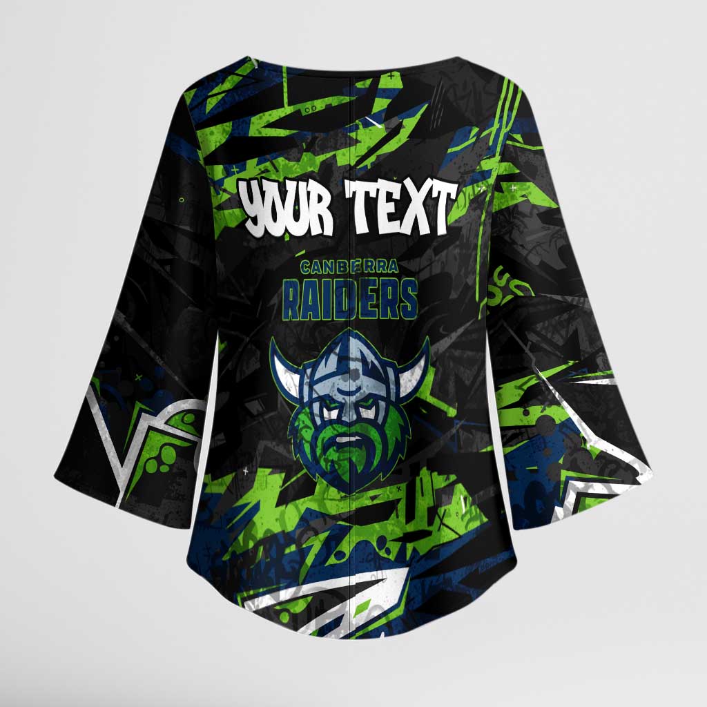 Personalized Canberra Raiders Kimono Sleeve Blouse Graffiti Grunge Abstract Urban Street Style Design