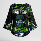 Personalized Canberra Raiders Kimono Sleeve Blouse Graffiti Grunge Abstract Urban Street Style Design
