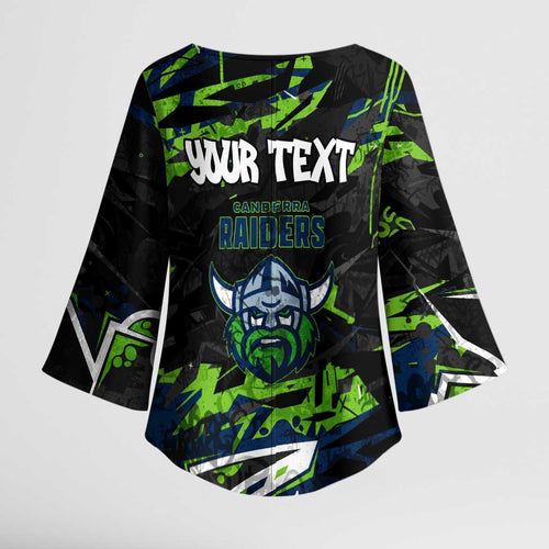 Personalized Canberra Raiders Kimono Sleeve Blouse Graffiti Grunge Abstract Urban Street Style Design