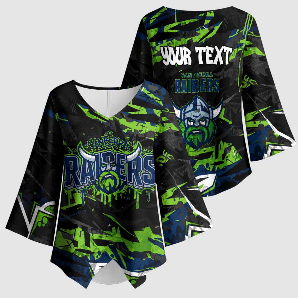 Personalized Canberra Raiders Kimono Sleeve Blouse Graffiti Grunge Abstract Urban Street Style Design