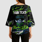 Personalized Canberra Raiders Kimono Sleeve Blouse Graffiti Grunge Abstract Urban Street Style Design