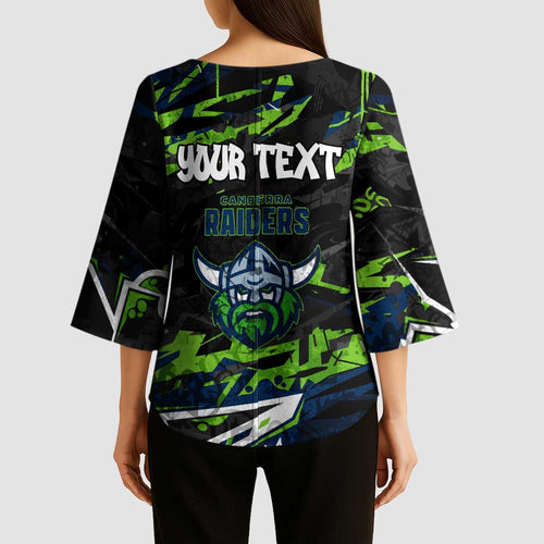 Personalized Canberra Raiders Kimono Sleeve Blouse Graffiti Grunge Abstract Urban Street Style Design