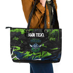 Personalized Canberra Raiders Leather Tote Bag Graffiti Grunge Abstract Urban Street Style Design