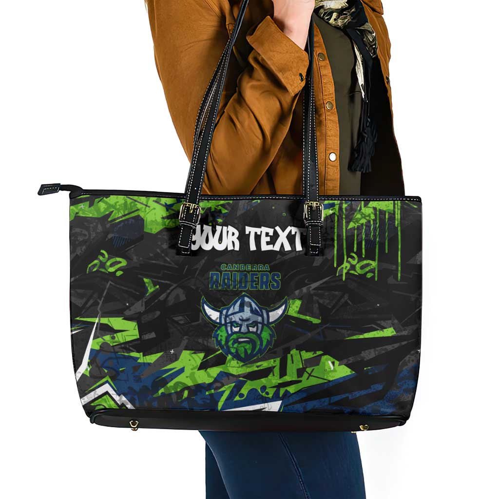 Personalized Canberra Raiders Leather Tote Bag Graffiti Grunge Abstract Urban Street Style Design