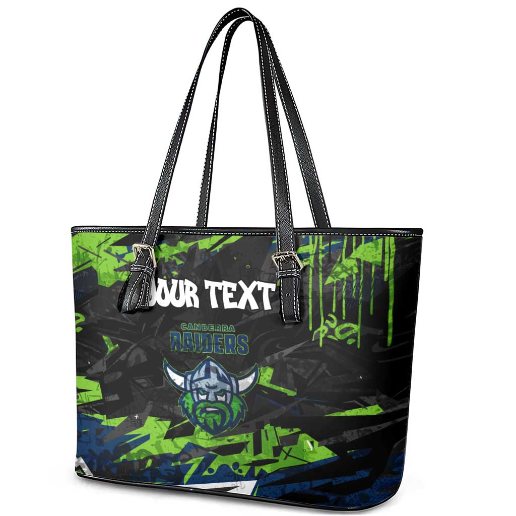 Personalized Canberra Raiders Leather Tote Bag Graffiti Grunge Abstract Urban Street Style Design