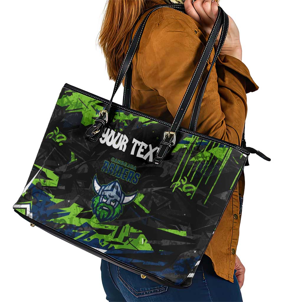 Personalized Canberra Raiders Leather Tote Bag Graffiti Grunge Abstract Urban Street Style Design