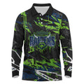 Personalized Canberra Raiders Long Sleeve Polo Shirt Graffiti Grunge Abstract Urban Street Style Design