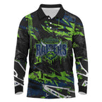 Personalized Canberra Raiders Long Sleeve Polo Shirt Graffiti Grunge Abstract Urban Street Style Design