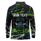 Personalized Canberra Raiders Long Sleeve Polo Shirt Graffiti Grunge Abstract Urban Street Style Design
