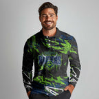 Personalized Canberra Raiders Long Sleeve Polo Shirt Graffiti Grunge Abstract Urban Street Style Design