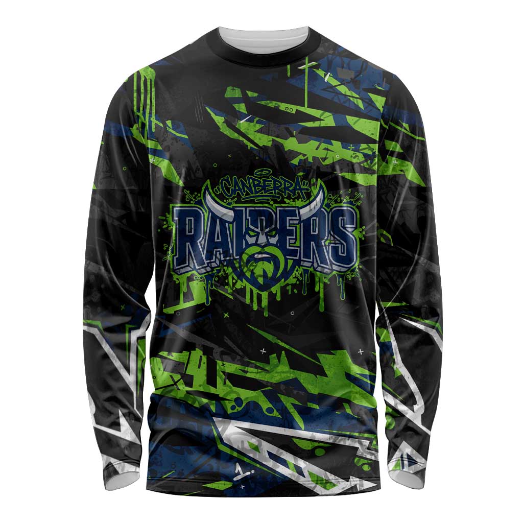 Personalized Canberra Raiders Long Sleeve Shirt Graffiti Grunge Abstract Urban Street Style Design