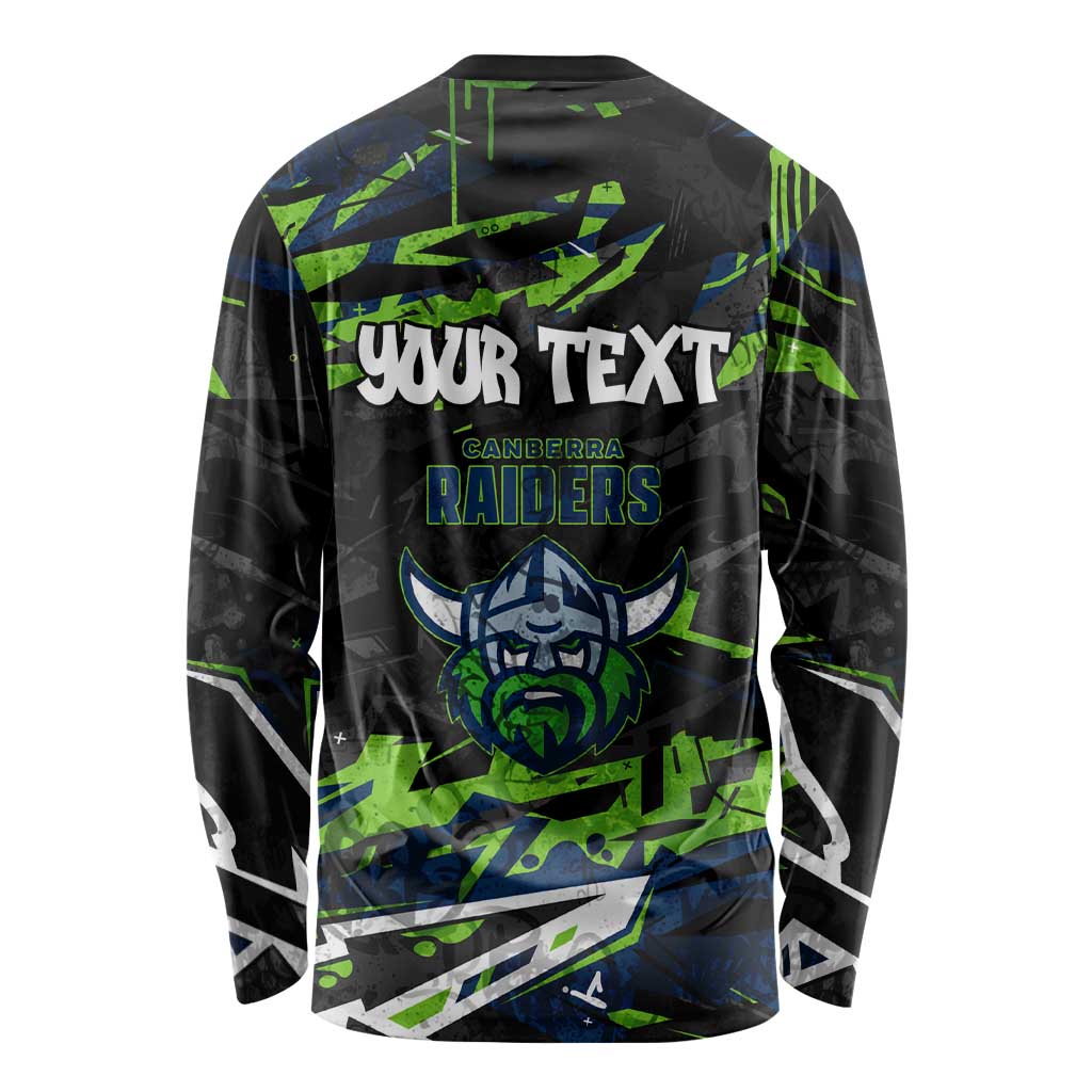 Personalized Canberra Raiders Long Sleeve Shirt Graffiti Grunge Abstract Urban Street Style Design