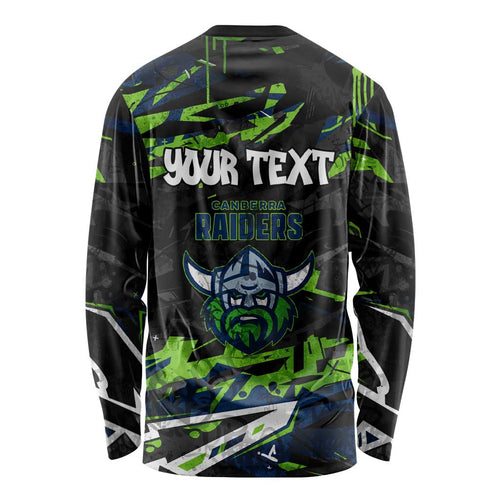 Personalized Canberra Raiders Long Sleeve Shirt Graffiti Grunge Abstract Urban Street Style Design