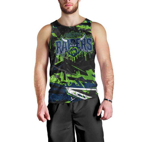 Personalized Canberra Raiders Men Tank Top Graffiti Grunge Abstract Urban Street Style Design