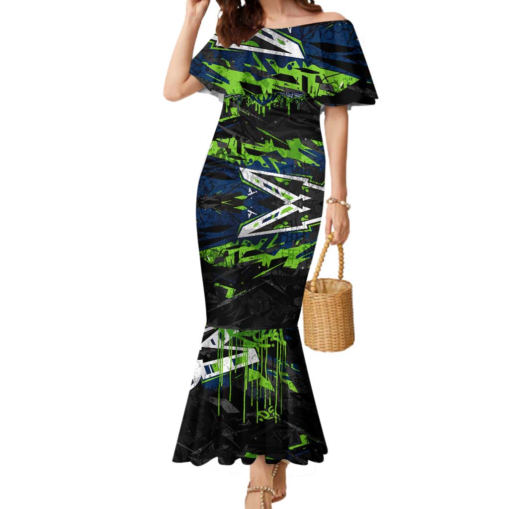 Personalized Canberra Raiders Mermaid Dress Graffiti Grunge Abstract Urban Street Style Design