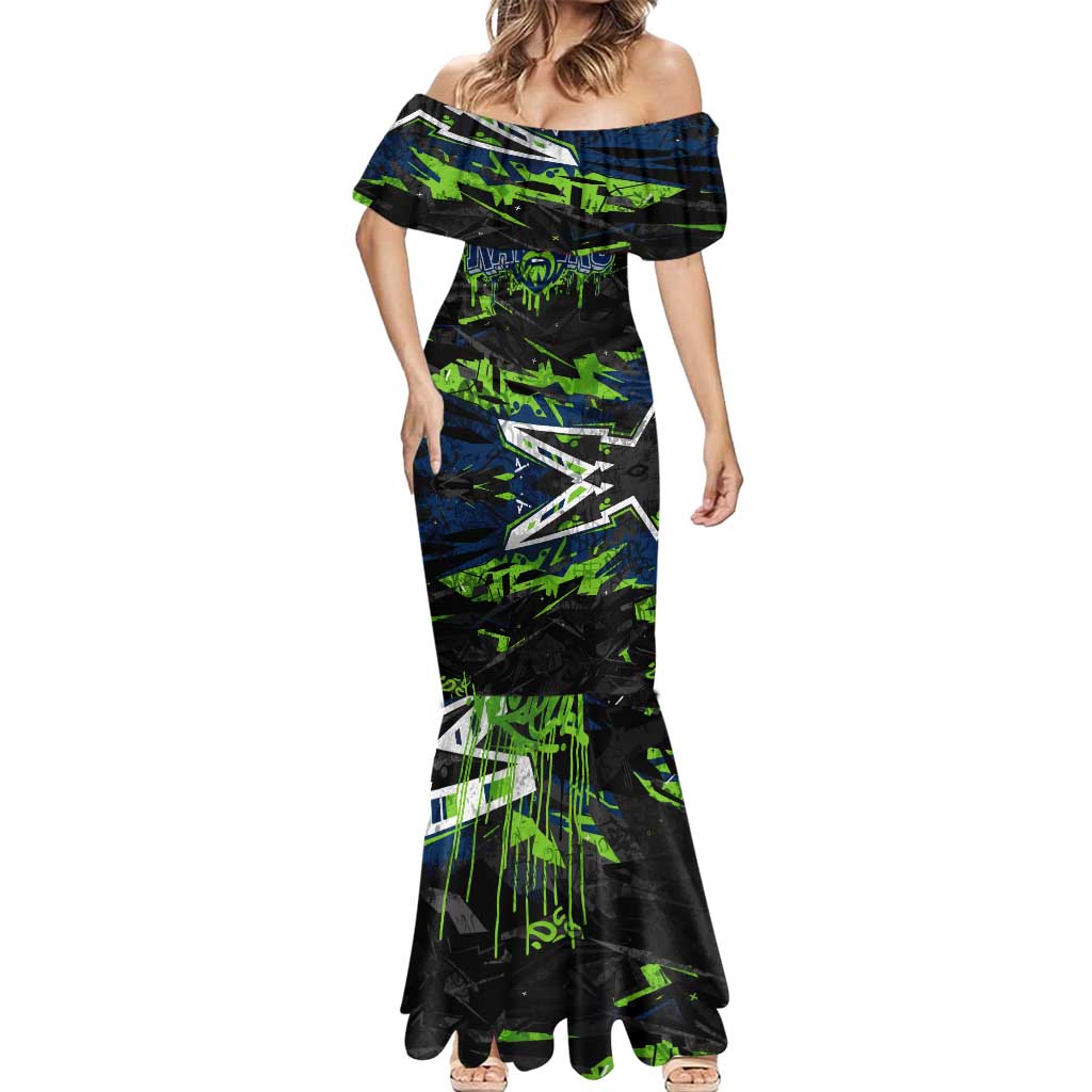 Personalized Canberra Raiders Mermaid Dress Graffiti Grunge Abstract Urban Street Style Design