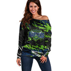 Personalized Canberra Raiders Off Shoulder Sweater Graffiti Grunge Abstract Urban Street Style Design