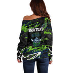 Personalized Canberra Raiders Off Shoulder Sweater Graffiti Grunge Abstract Urban Street Style Design