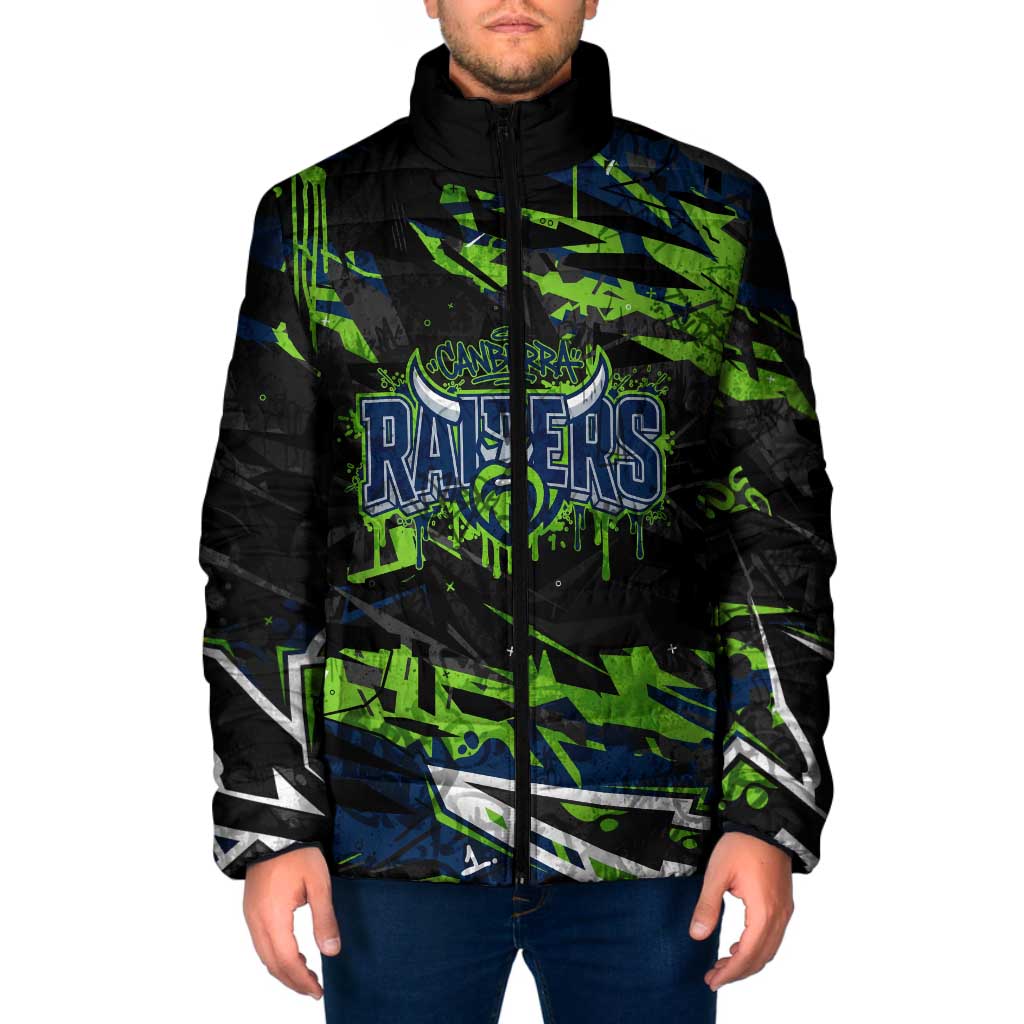 Personalized Canberra Raiders Padded Jacket Graffiti Grunge Abstract Urban Street Style Design