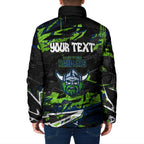 Personalized Canberra Raiders Padded Jacket Graffiti Grunge Abstract Urban Street Style Design