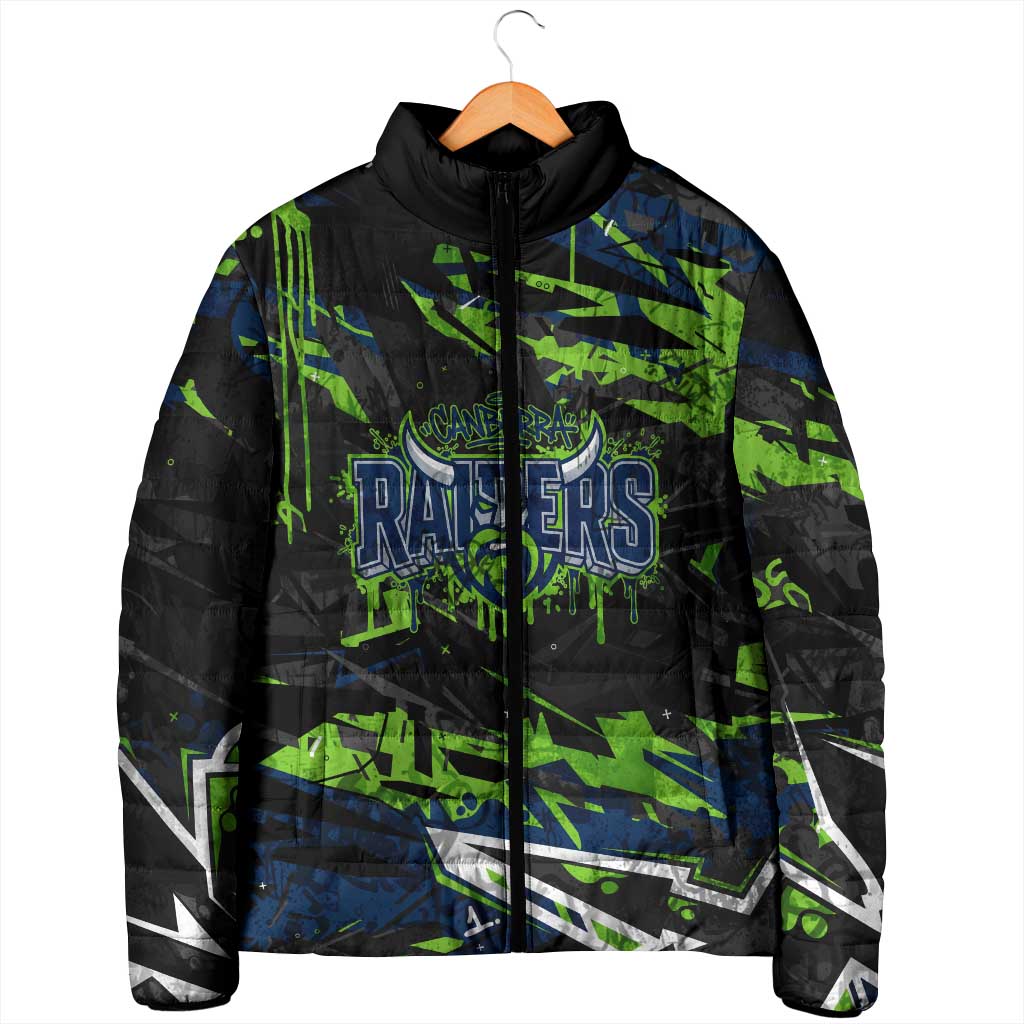 Personalized Canberra Raiders Padded Jacket Graffiti Grunge Abstract Urban Street Style Design