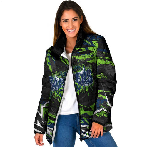 Personalized Canberra Raiders Padded Jacket Graffiti Grunge Abstract Urban Street Style Design