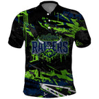 Personalized Canberra Raiders Polo Shirt Graffiti Grunge Abstract Urban Street Style Design