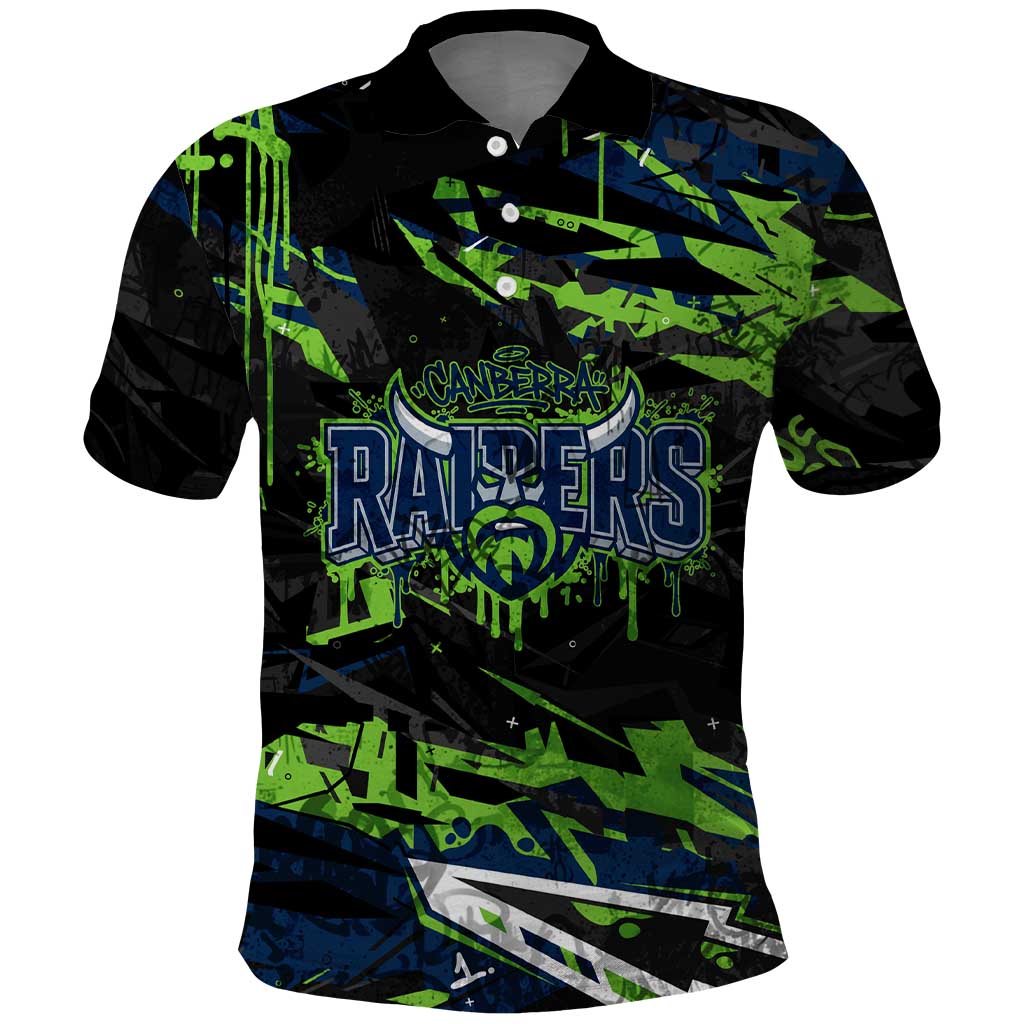 Personalized Canberra Raiders Polo Shirt Graffiti Grunge Abstract Urban Street Style Design