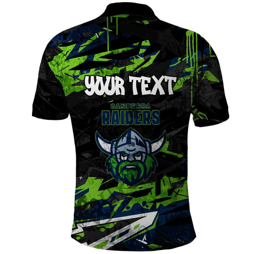 Personalized Canberra Raiders Polo Shirt Graffiti Grunge Abstract Urban Street Style Design