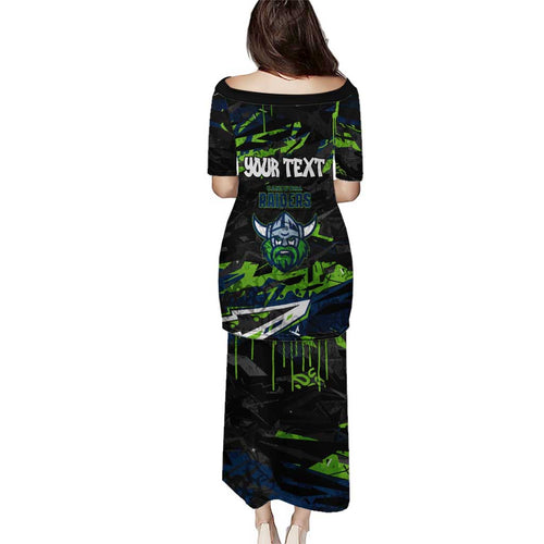 Personalized Canberra Raiders Puletasi Graffiti Grunge Abstract Urban Street Style Design