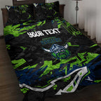 Personalized Canberra Raiders Quilt Bed Set Graffiti Grunge Abstract Urban Street Style Design