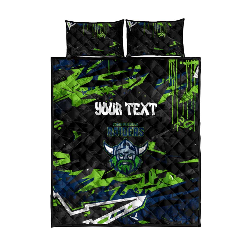 Personalized Canberra Raiders Quilt Bed Set Graffiti Grunge Abstract Urban Street Style Design