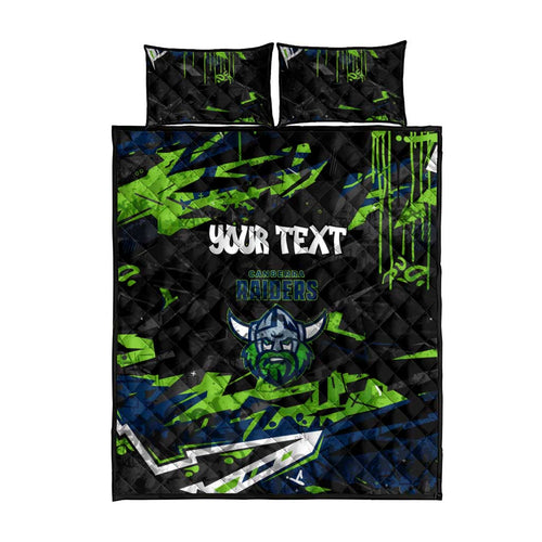 Personalized Canberra Raiders Quilt Bed Set Graffiti Grunge Abstract Urban Street Style Design
