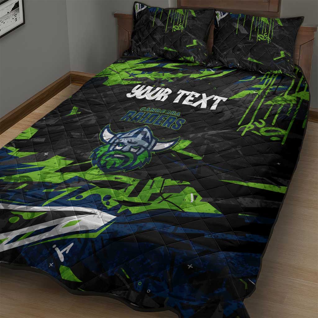 Personalized Canberra Raiders Quilt Bed Set Graffiti Grunge Abstract Urban Street Style Design