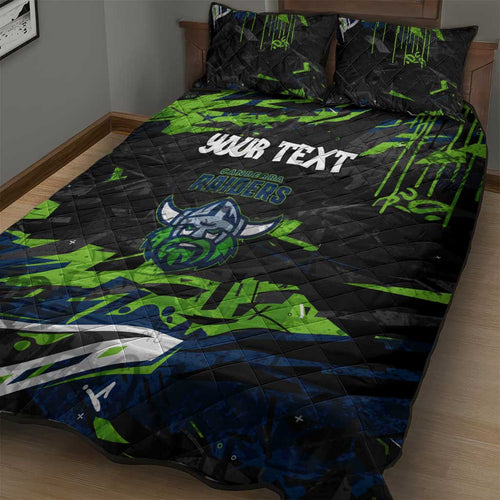 Personalized Canberra Raiders Quilt Bed Set Graffiti Grunge Abstract Urban Street Style Design