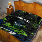 Personalized Canberra Raiders Quilt Bed Set Graffiti Grunge Abstract Urban Street Style Design