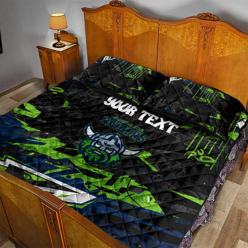 Personalized Canberra Raiders Quilt Bed Set Graffiti Grunge Abstract Urban Street Style Design