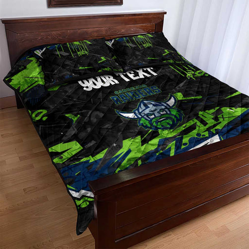 Personalized Canberra Raiders Quilt Bed Set Graffiti Grunge Abstract Urban Street Style Design