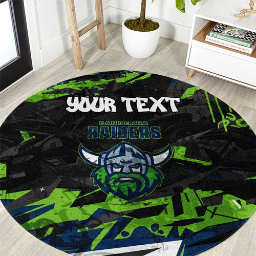Personalized Canberra Raiders Round Carpet Graffiti Grunge Abstract Urban Street Style Design