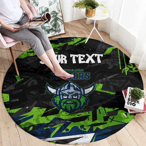 Personalized Canberra Raiders Round Carpet Graffiti Grunge Abstract Urban Street Style Design