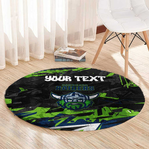 Personalized Canberra Raiders Round Carpet Graffiti Grunge Abstract Urban Street Style Design