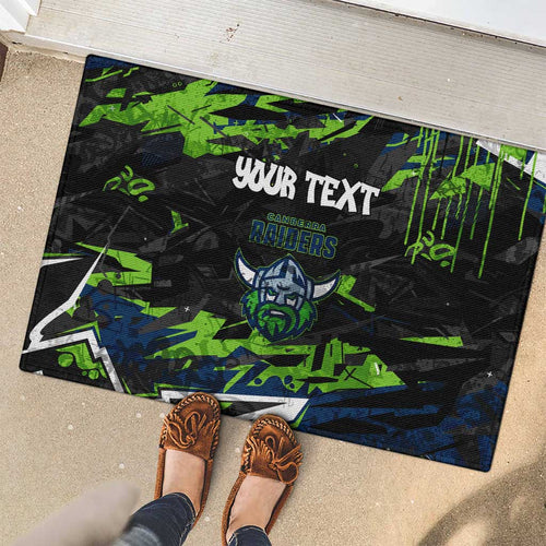 Personalized Canberra Raiders Rubber Doormat Graffiti Grunge Abstract Urban Street Style Design