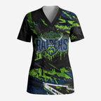 Personalized Canberra Raiders Scrub Top Graffiti Grunge Abstract Urban Street Style Design