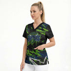 Personalized Canberra Raiders Scrub Top Graffiti Grunge Abstract Urban Street Style Design
