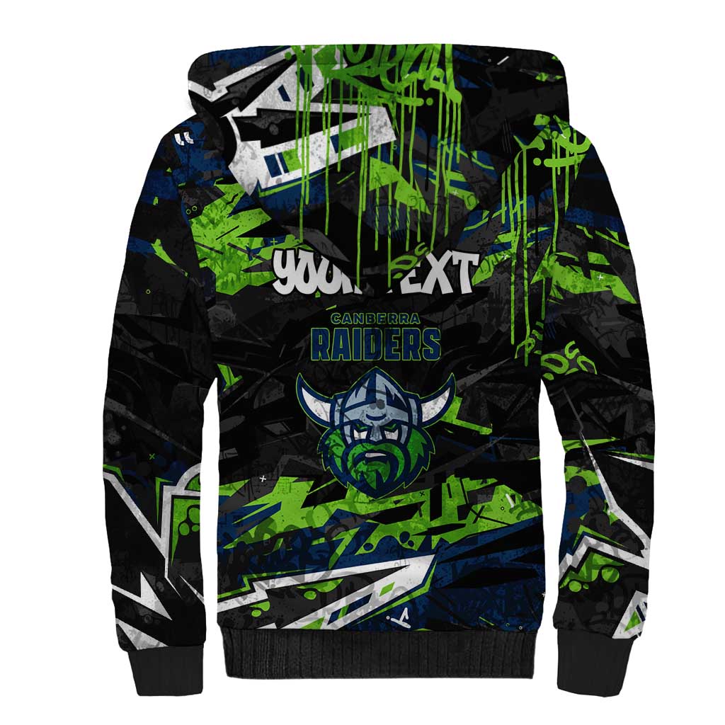 Personalized Canberra Raiders Sherpa Hoodie Graffiti Grunge Abstract Urban Street Style Design