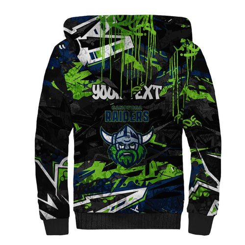 Personalized Canberra Raiders Sherpa Hoodie Graffiti Grunge Abstract Urban Street Style Design
