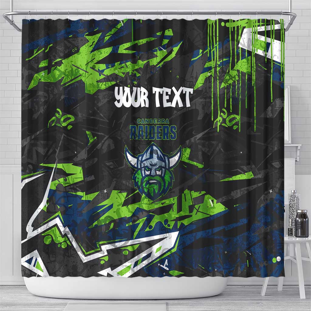 Personalized Canberra Raiders Shower Curtain Graffiti Grunge Abstract Urban Street Style Design