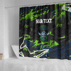 Personalized Canberra Raiders Shower Curtain Graffiti Grunge Abstract Urban Street Style Design