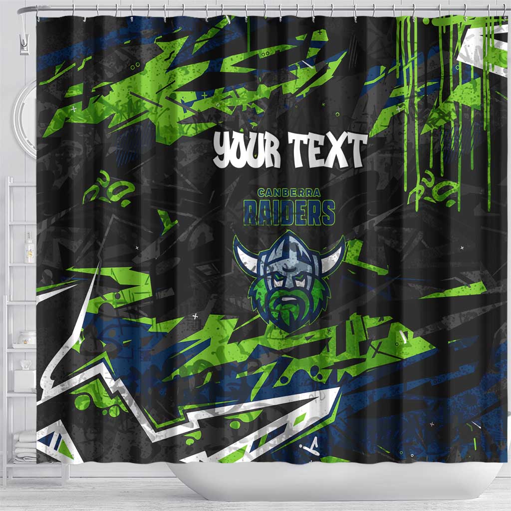Personalized Canberra Raiders Shower Curtain Graffiti Grunge Abstract Urban Street Style Design