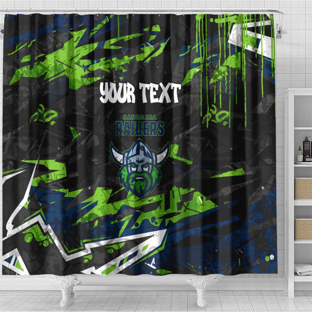 Personalized Canberra Raiders Shower Curtain Graffiti Grunge Abstract Urban Street Style Design